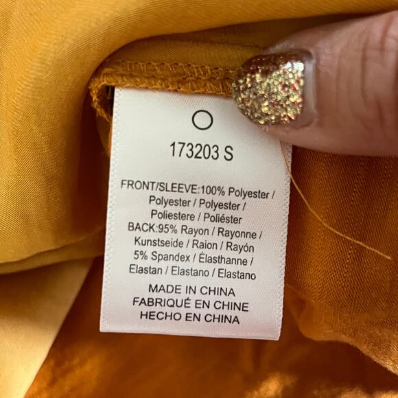 Dolan Anthropologie Women's Gold Alvia Peasant Embroidered Boho Top Size XS - Picture 4 of 7